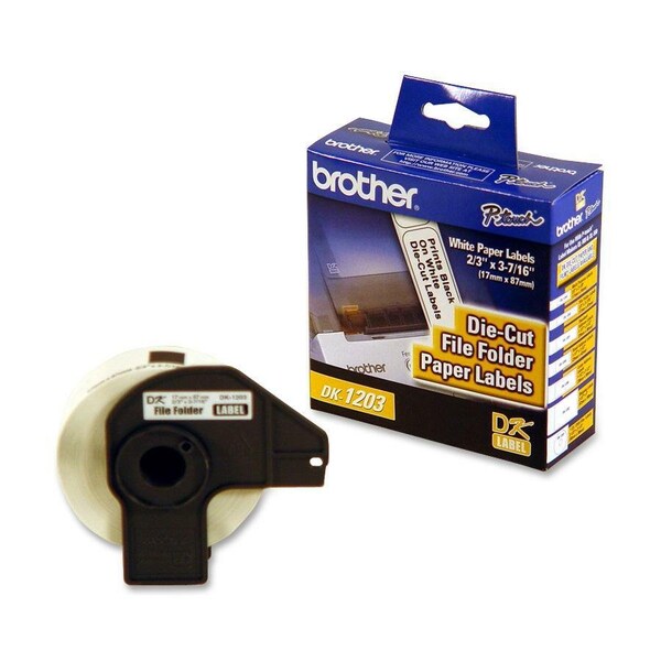 Brother File Folder Labels, f/QL, 37/16"x2/3", 300/RL, WE BRTDK1203 Zoro